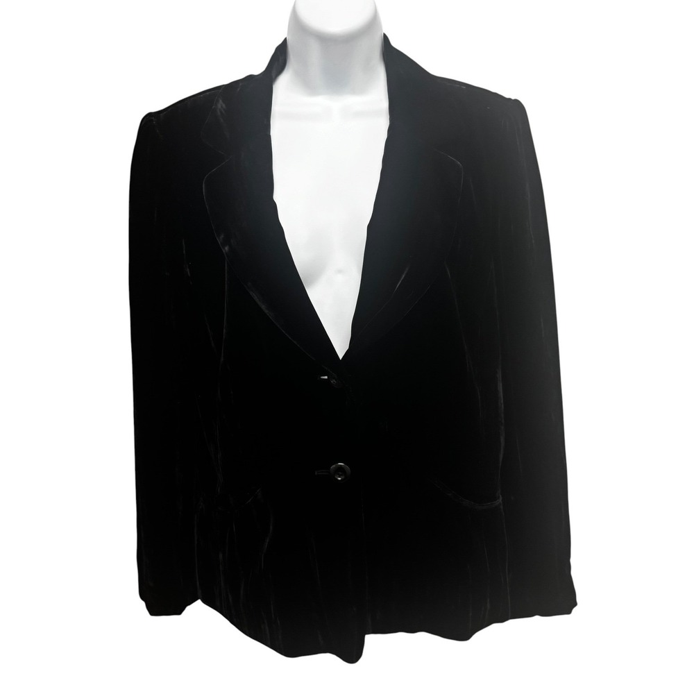 Caslon Womens Black Silk Blend Velvet Blazer‎ Jacket Size 18 CN114748